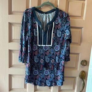 RXB Navy and Red Floral Tunic